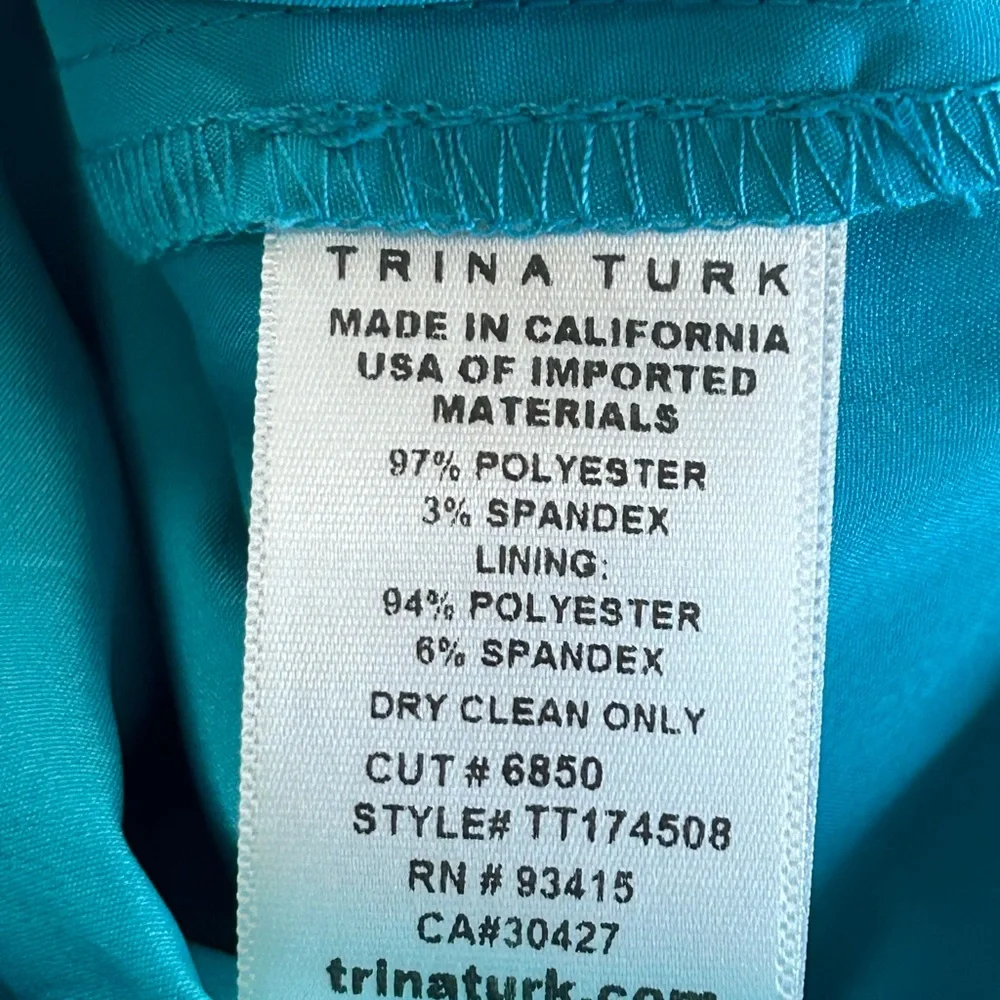 TRINA TURK Women’s Sz 6 Boho Dynamix Turquoise Shift Short Sleeve Dress‎